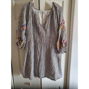 Feather Bone By Anthropology Dress Womens A-Line Balloon Sleeve V Neck Small
